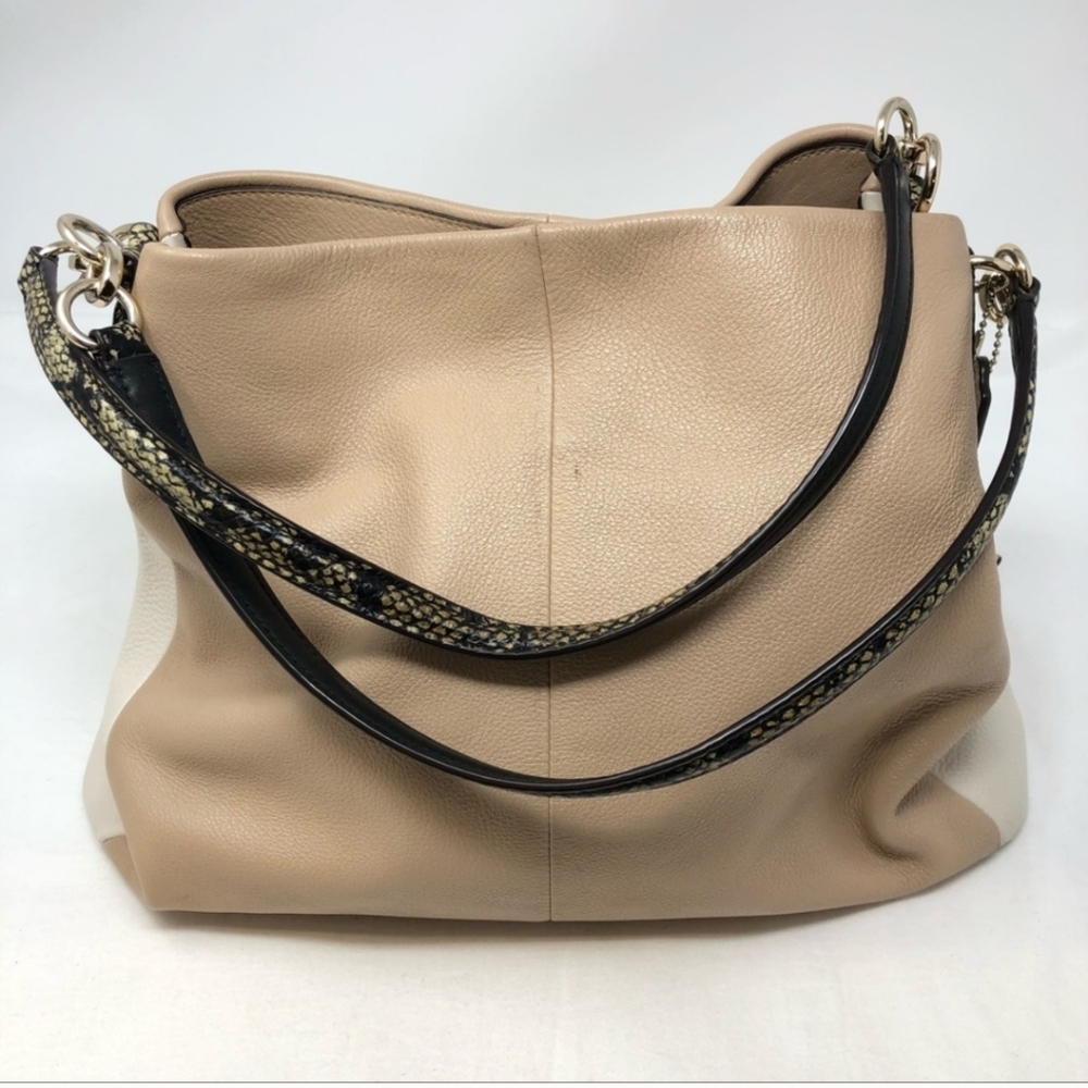 Coach Leather Phoebe Beige and White Hobo Bag - Picture 3 of 16